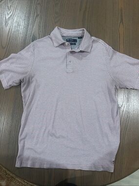 Daniel Cremieux Red and White Striped Short-Sleeve Polo